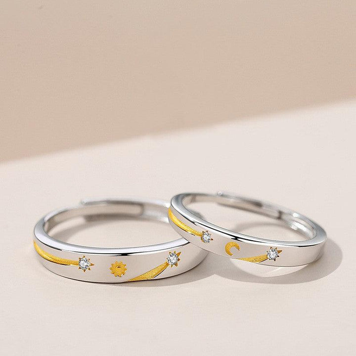 Sun Moon Stars Couple Ring 925 Silver Literary Niche Sterling Silver Ring Valentine's Day Gift - Trendha