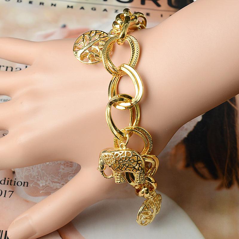 Oval-Link Elephant Charm Bracelet