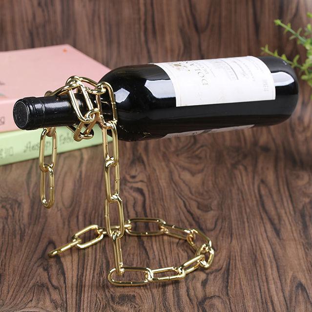 Suspended Wrought Iron Chain Red Wine Shelf Wine Bottle Decoration European Style - Trendha