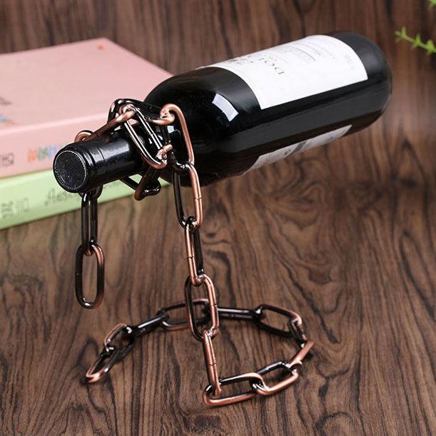 Suspended Wrought Iron Chain Red Wine Shelf Wine Bottle Decoration European Style - Trendha