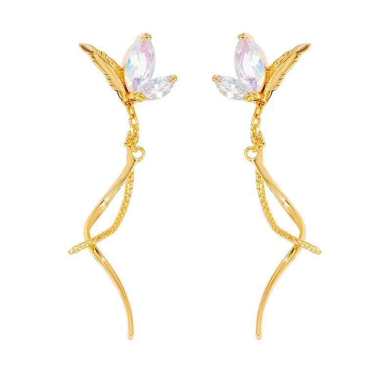 Synthetic Opal White Zirconium Earrings - Trendha