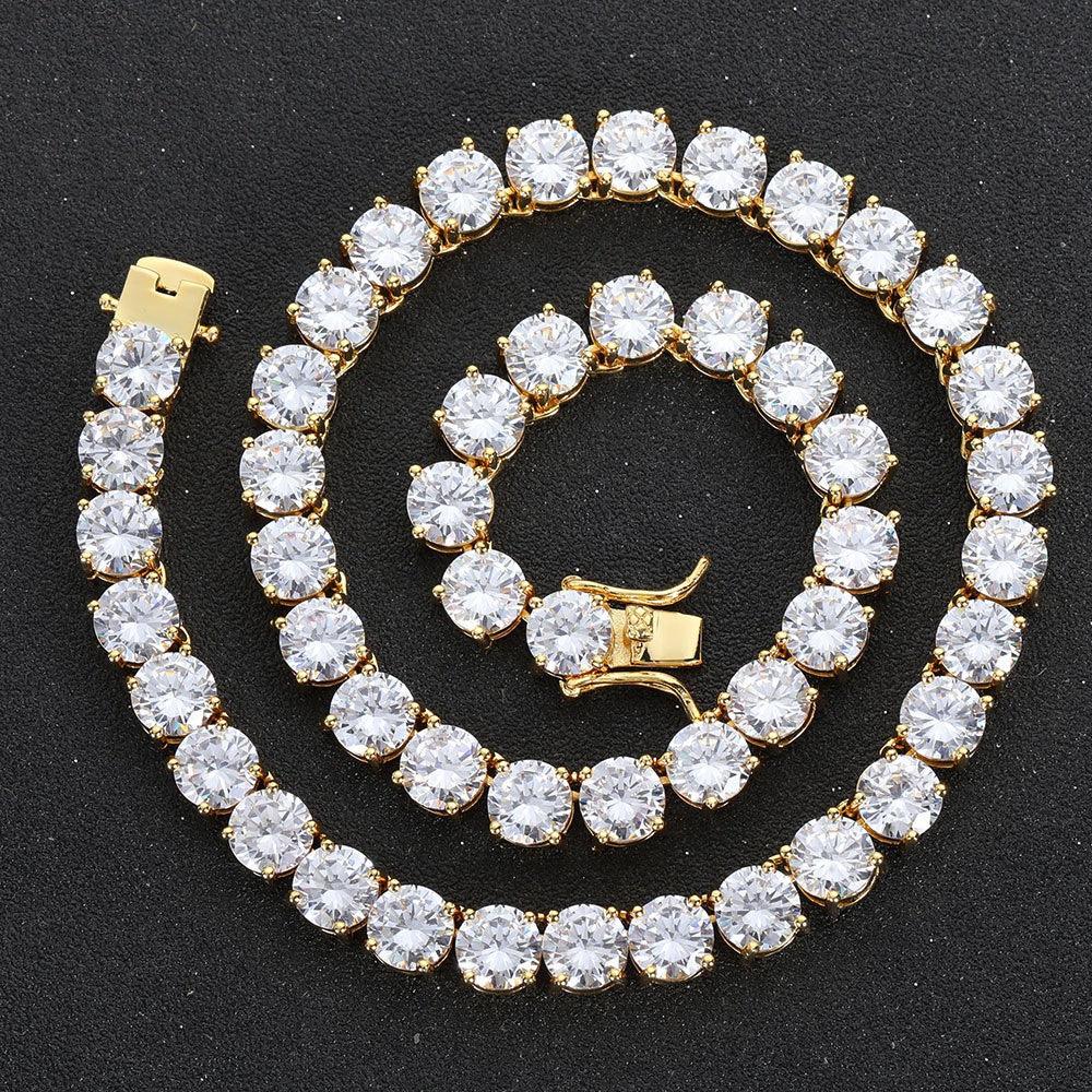 Tennis Necklace 8mm Copper Microinset Zircon Single Row Cuban Chain Accessories - Trendha