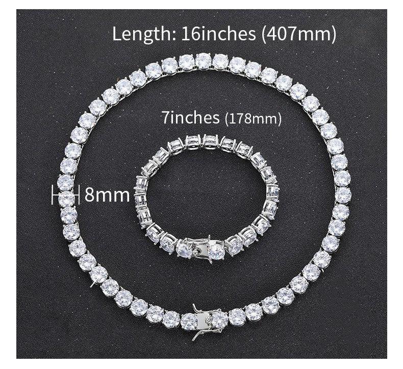Tennis Necklace 8mm Copper Microinset Zircon Single Row Cuban Chain Accessories - Trendha