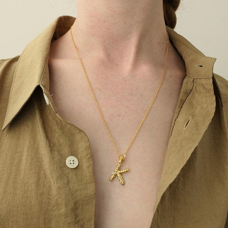 Textured Letter Necklace Style In Europe And America - Trendha