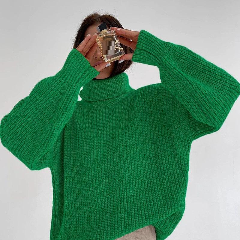 Thick Autumn And Winter Turtleneck Sweater Casual Solid Color Russian Knitwear - Trendha
