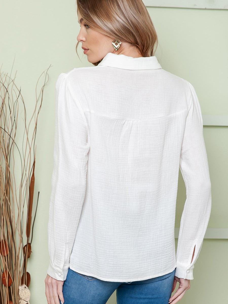 Thin Simple All-match Solid Color Long Sleeve Shirt - Trendha