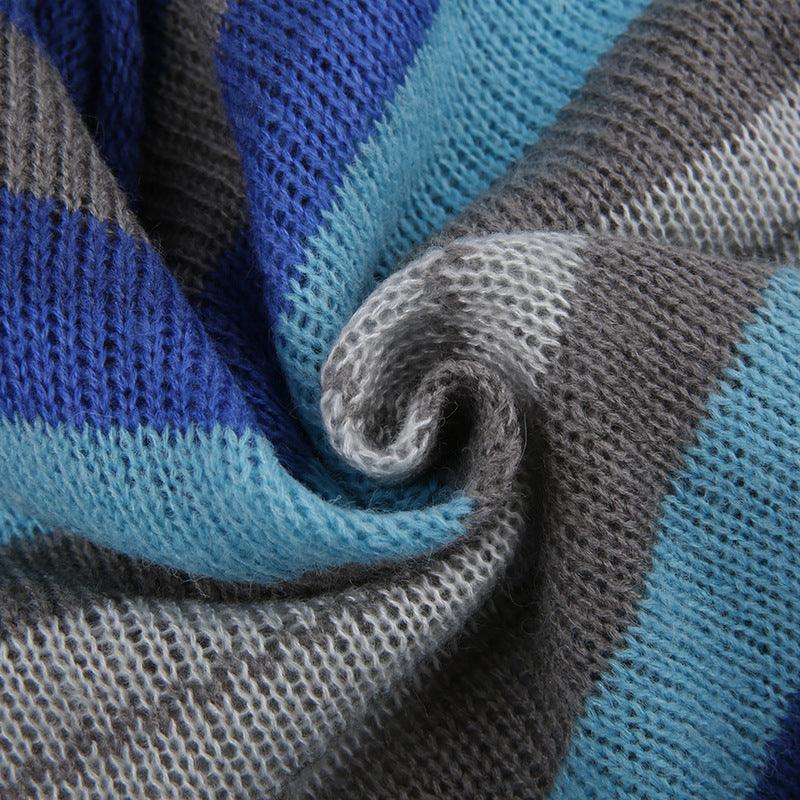 Thin White Blue Stripe Contrast Wool Short Sleeve - Trendha