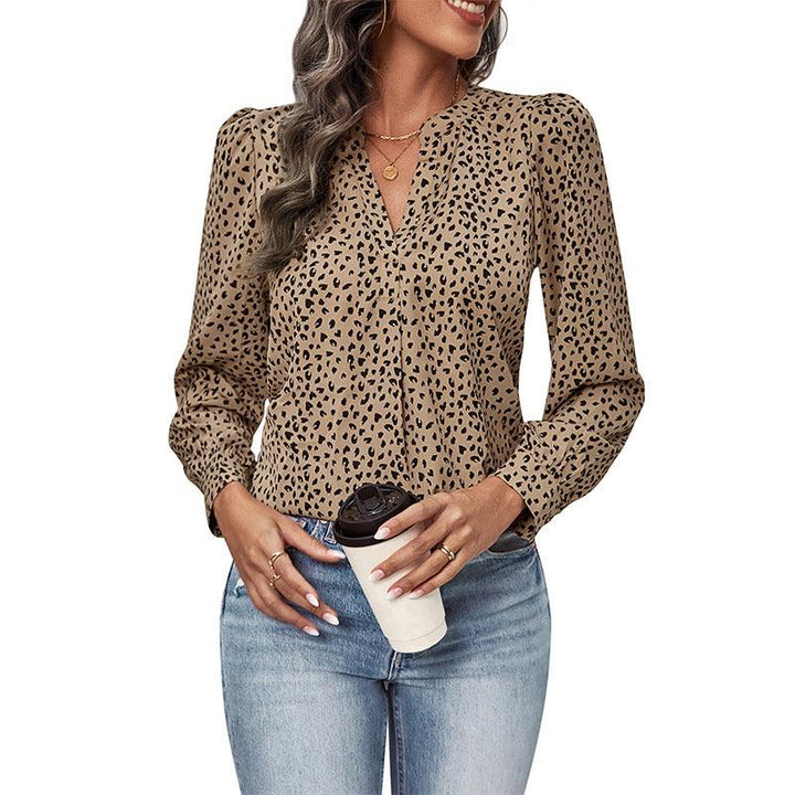 Top Fall Women's Clothing Commute Style Long Sleeve Leopard-print Shirt - Trendha