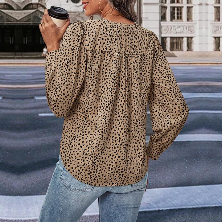 Top Fall Women's Clothing Commute Style Long Sleeve Leopard-print Shirt - Trendha