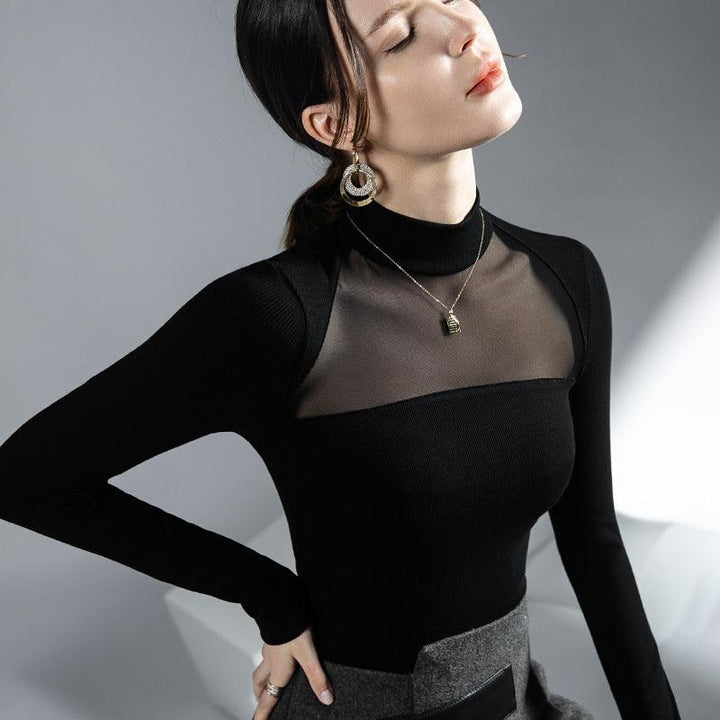 Tops Black Autumn And Winter New Inside Take Bottoming Shirt Female Long-sleeved - Trendha