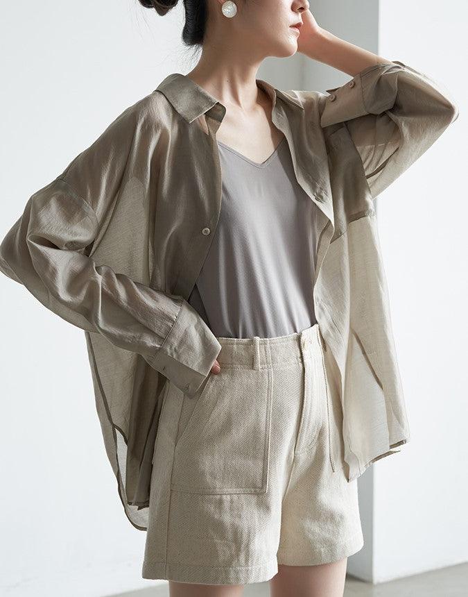 Transparent Thin Tencel Shirt Women's Design Niche Top - Trendha