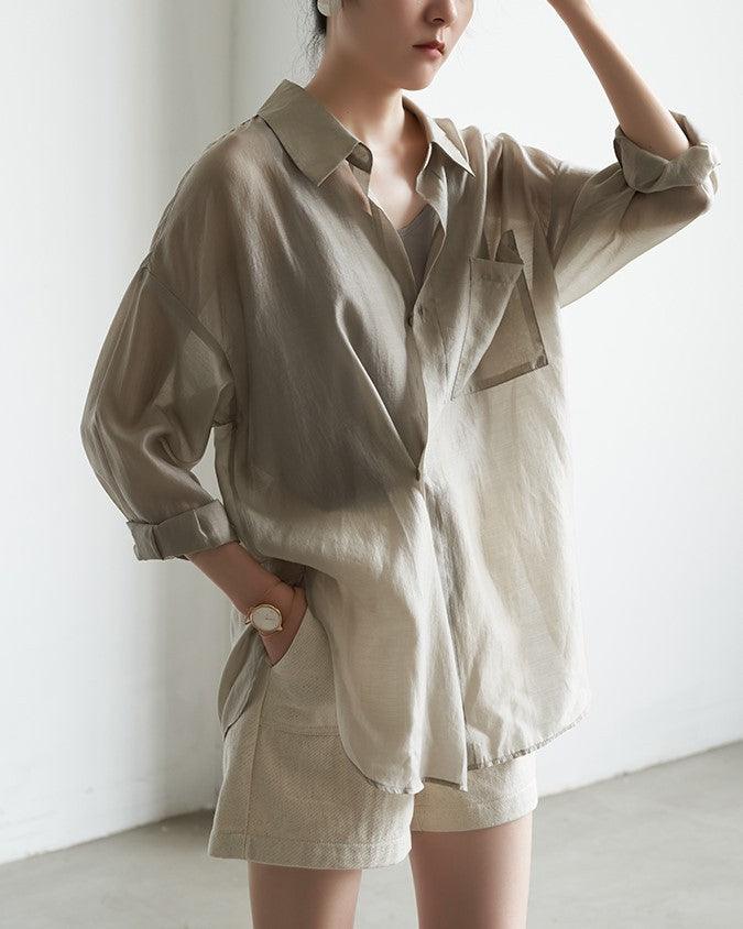 Transparent Thin Tencel Shirt Women's Design Niche Top - Trendha