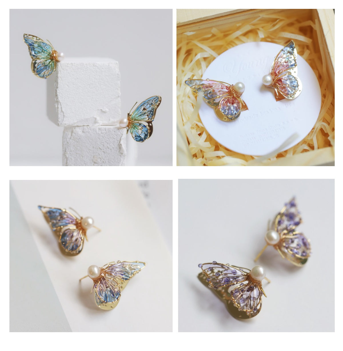 Size and product reference for Butterfly Lady Sterling Silver Stud Earrings