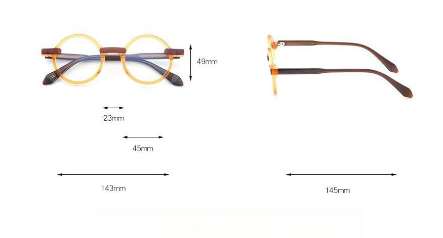 Size and product reference for Retro Frame Large Frame European And American Plain Glasses