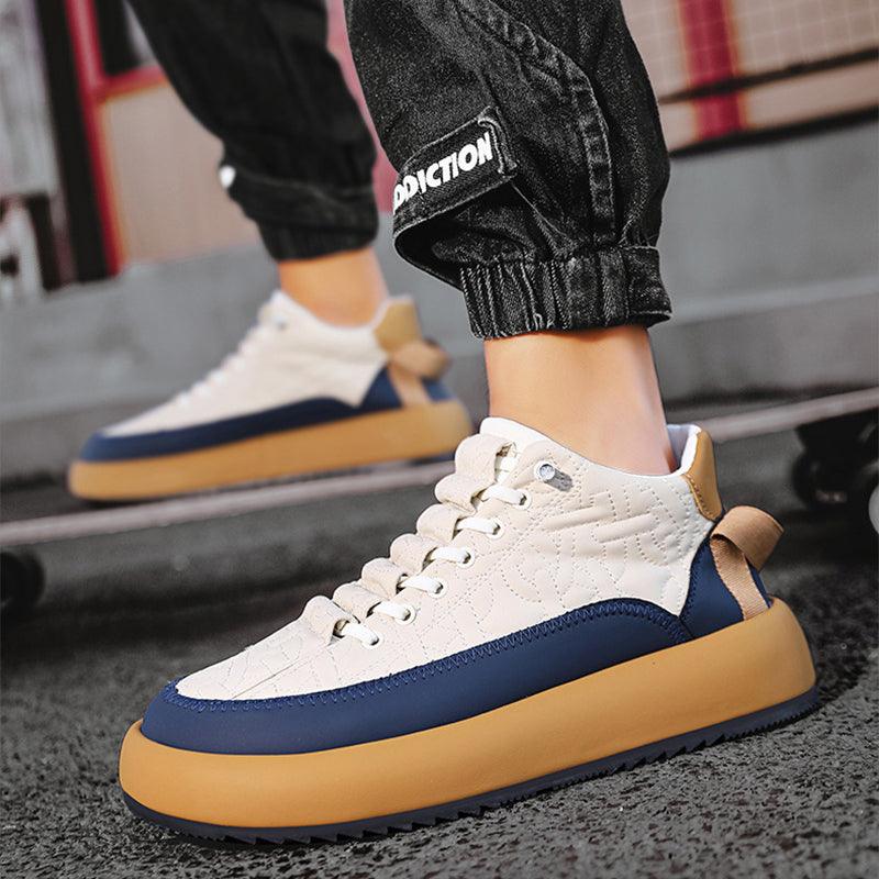 Men's Colorblock PU Lace-Up Sneakers