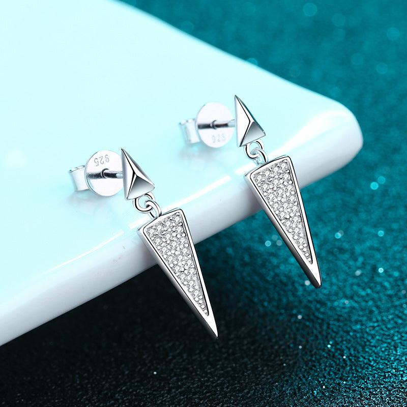 Triangle Stud Earrings Mossan Diamond Full Set - Trendha