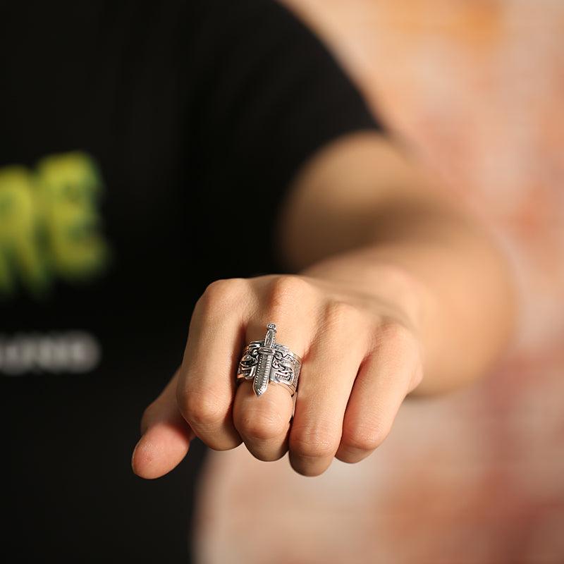 Unique Punk Style Sword Ring Male Vintage Thai Silver - Trendha