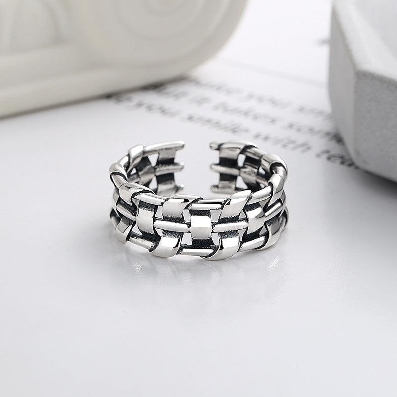 Unisex Style Geometric Woven Fashion Cool Exaggerated Versatile Ring - Trendha