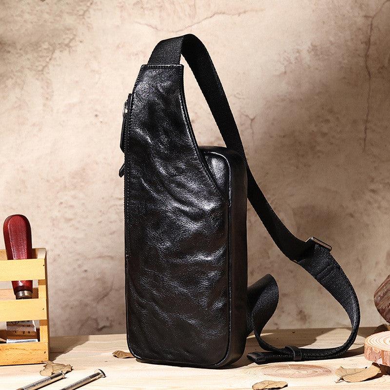 Vegetable Tanned Leather Chest Bag Messenger Bag Men's Street - Trendha