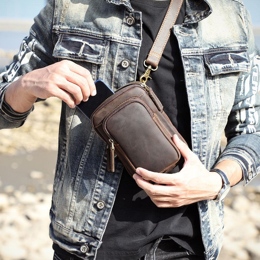 Vintage Cowhide Men's One-shoulder Messenger Bag - Trendha