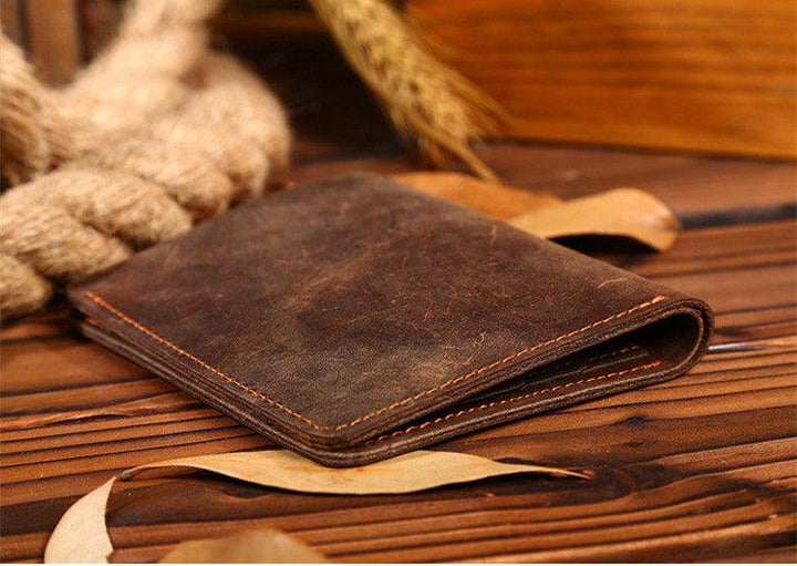Vintage Crazy Horse Leather Men's Short Wallet - Trendha