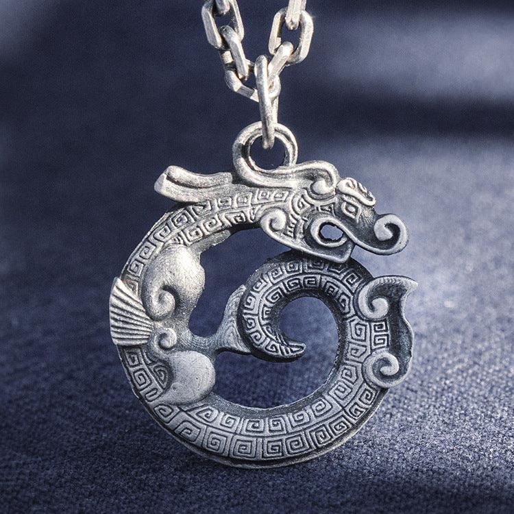 Vintage Foot Silver Dragon Pendant - Trendha