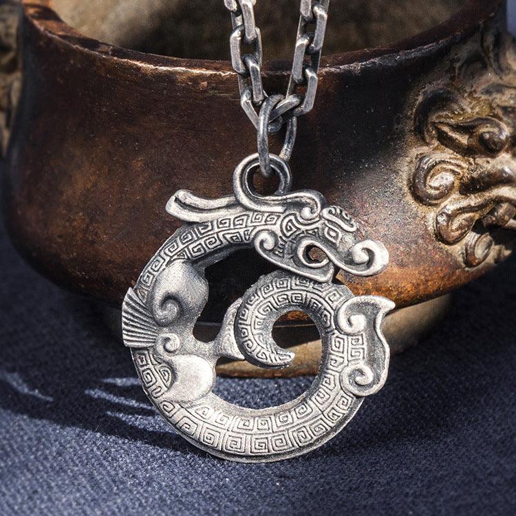 Vintage Foot Silver Dragon Pendant - Trendha