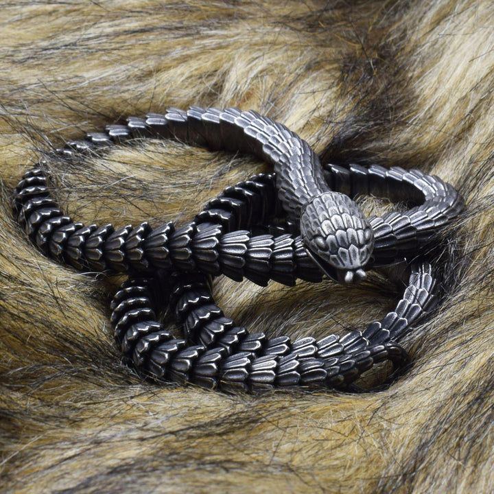 Vintage Stainless Steel Black Snake Necklace - Trendha