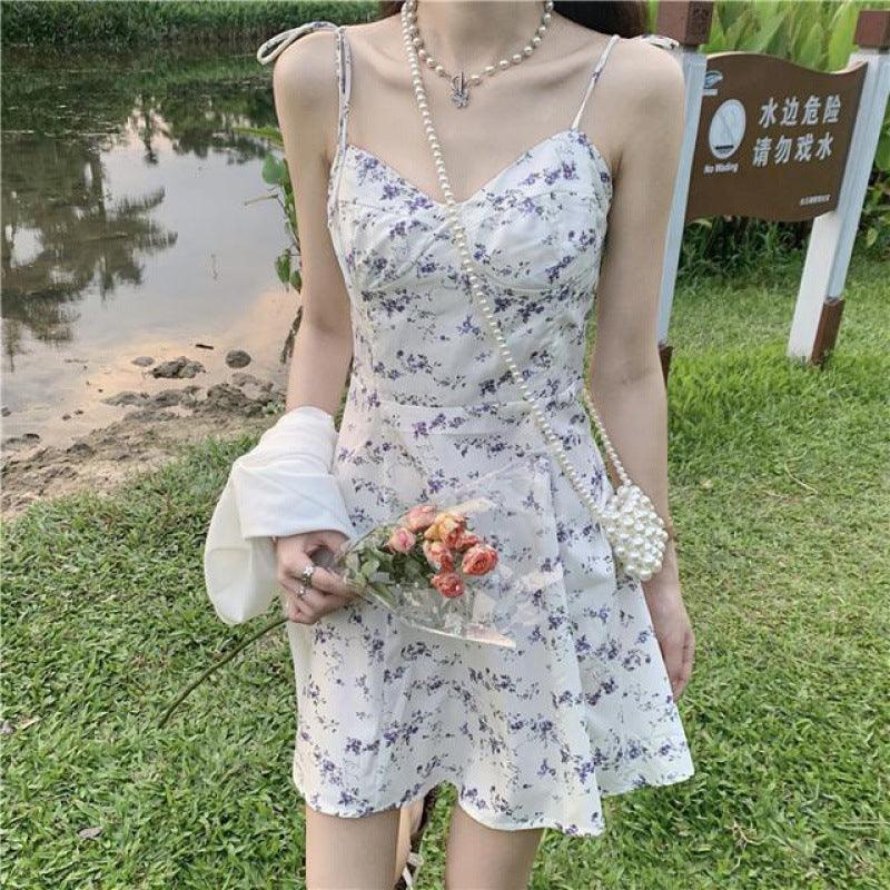 Waist Slimming Floral Strap Dress For Women - Trendha