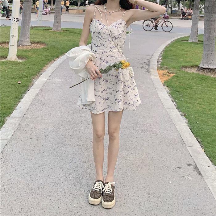 Waist Slimming Floral Strap Dress For Women - Trendha