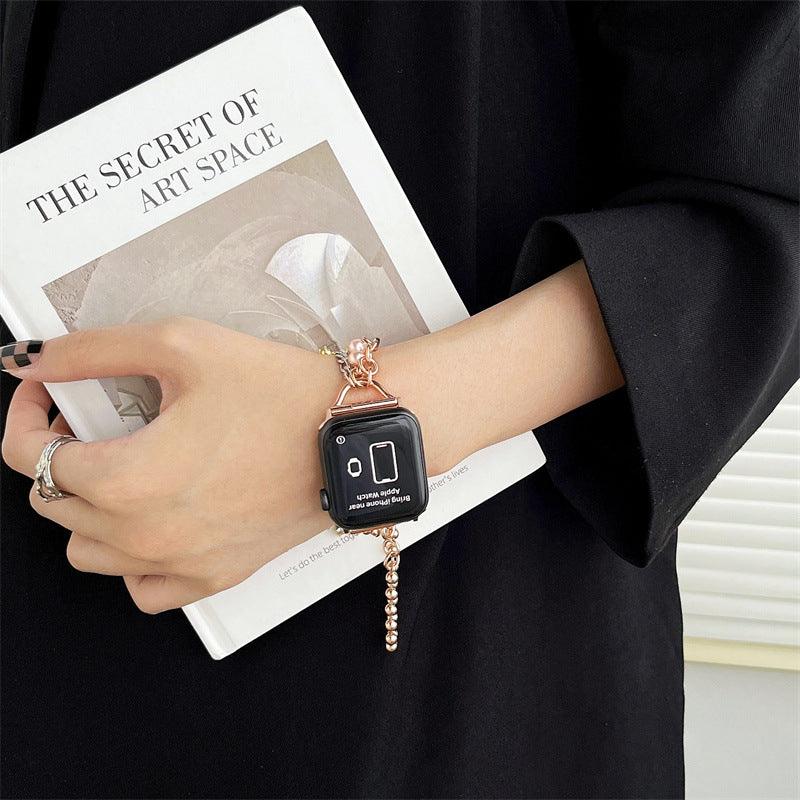 Pearl-Detail Metal Replacement Watch Band