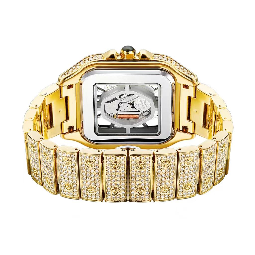 Watch Square Men's Watch Hollowed Out Full Of Diamonds British Watch - Trendha