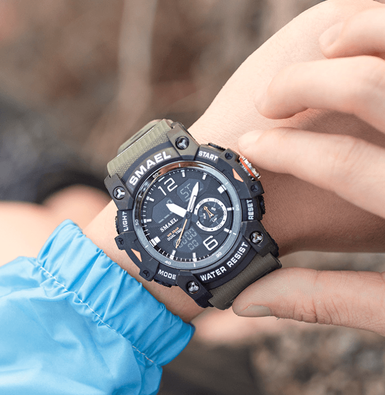 Waterproof Double Display Electronic Quartz Watch - Trendha
