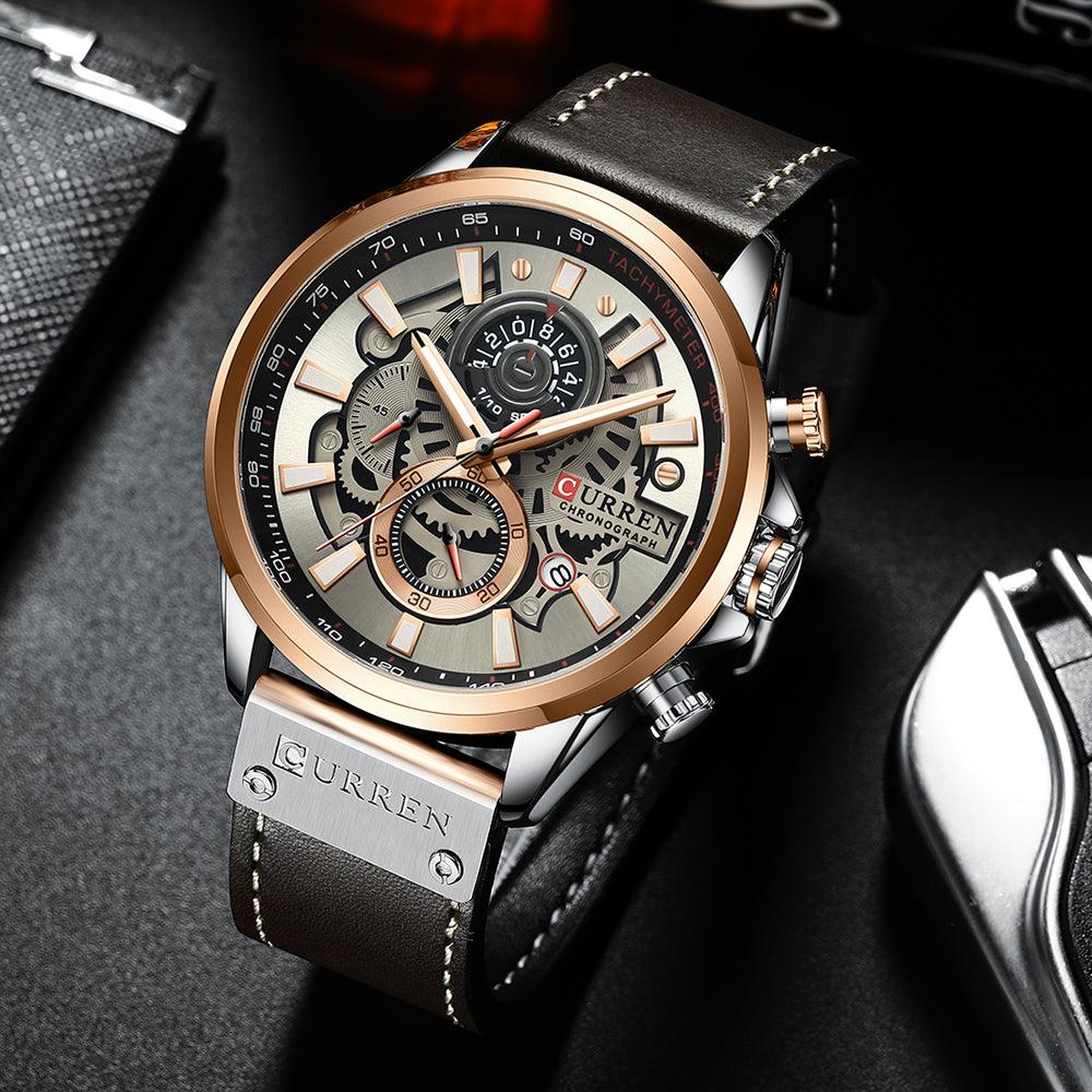 Waterproof Quartz Multifunctional Men's Calendar Belt Watch - Trendha