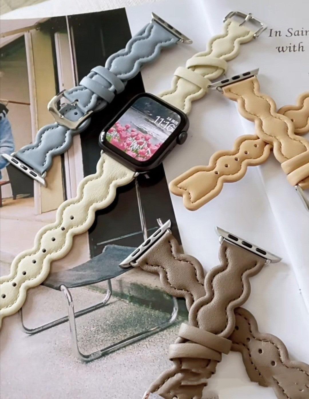 Wave Pattern Small Fragrant Leather Strap - Trendha