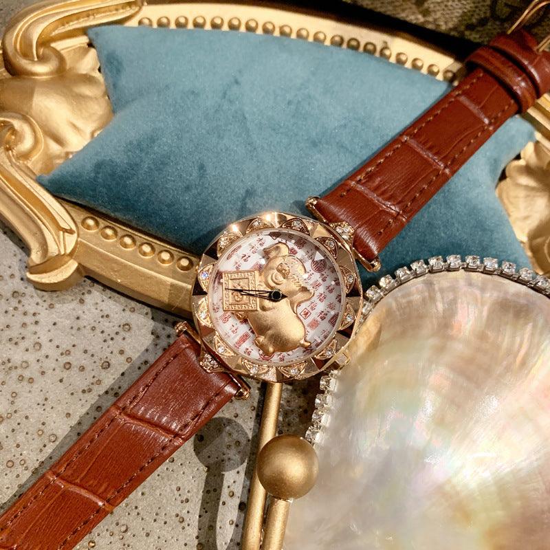 When The Golden Pig Girl's Watch Comes, It Will Transfer Fashion Watches - Trendha