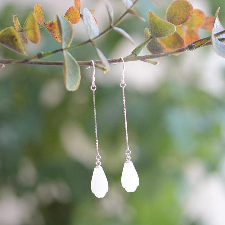White Magnolia Flower Earrings Female Hanfu Accessories - Trendha