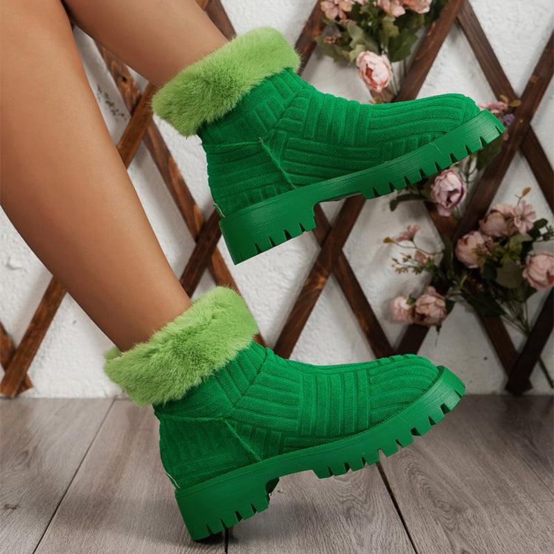 Winter Ankle Boots Fashoin Thick-soled Thickened Snow Boots For Women Plush Shoes - Trendha