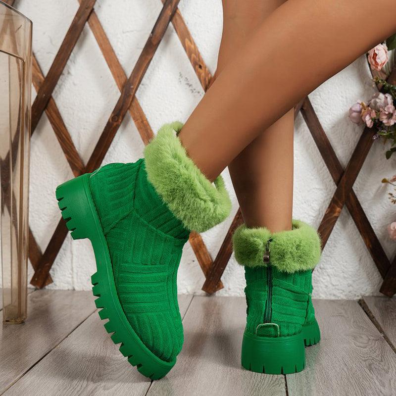 Winter Ankle Boots Fashoin Thick-soled Thickened Snow Boots For Women Plush Shoes - Trendha