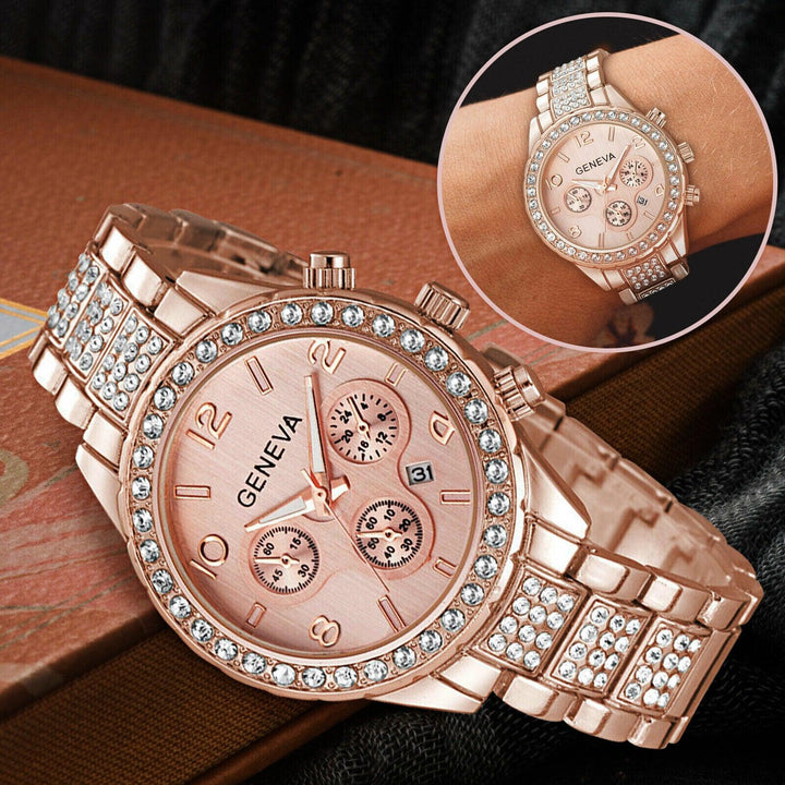 Women Classic Stainless Steel Crystal Quartz Round Analog Wrist Watch For Women - Trendha