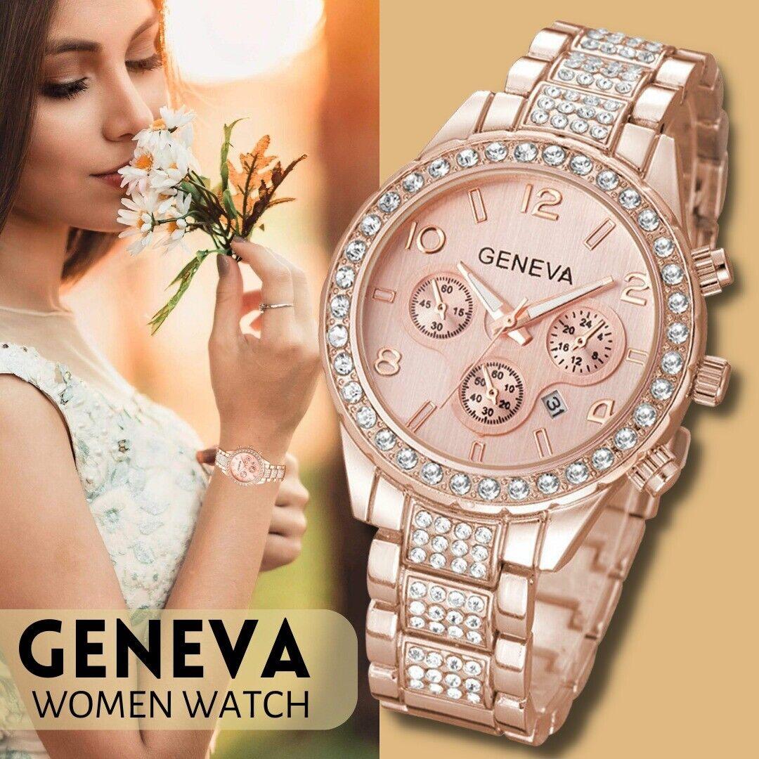 Women Classic Stainless Steel Crystal Quartz Round Analog Wrist Watch For Women - Trendha