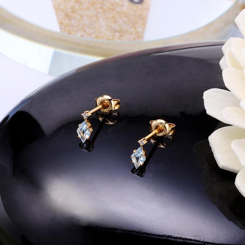 Women's Blue Topaz Diamond Earrings - Trendha