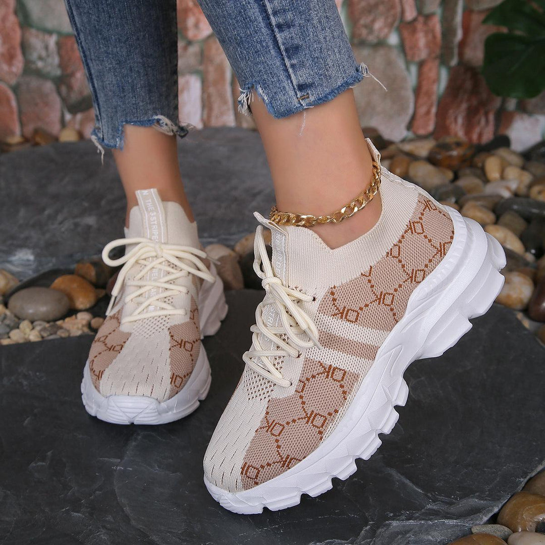Women's Breathable Canvas Sneakers Mesh Lace Up Flat Shoes Fashion Casual Lightweight Running Sports Shoes - Trendha