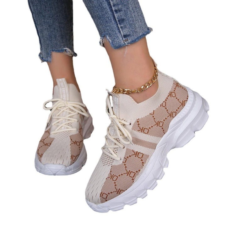Women's Breathable Canvas Sneakers Mesh Lace Up Flat Shoes Fashion Casual Lightweight Running Sports Shoes - Trendha