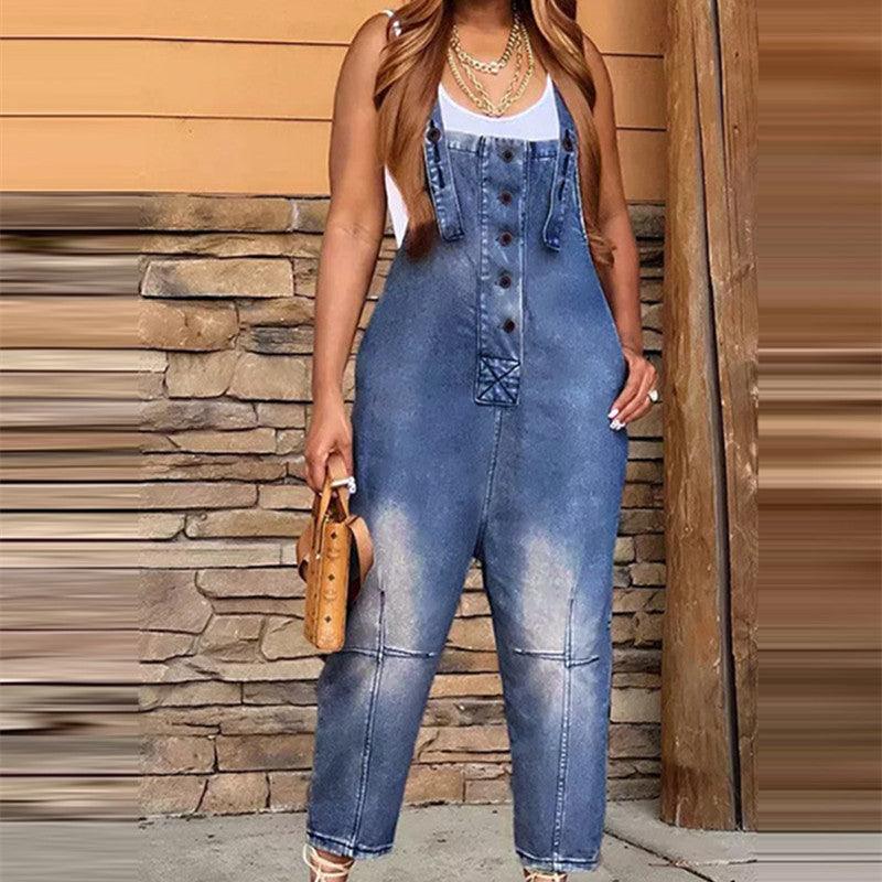 Women's Clothing Fashion Casual Siamese Suspender Jeans Women - Trendha