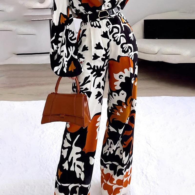 Women's Clothing Fashion Color Contrast Printed Casual Two-piece Suit - Trendha