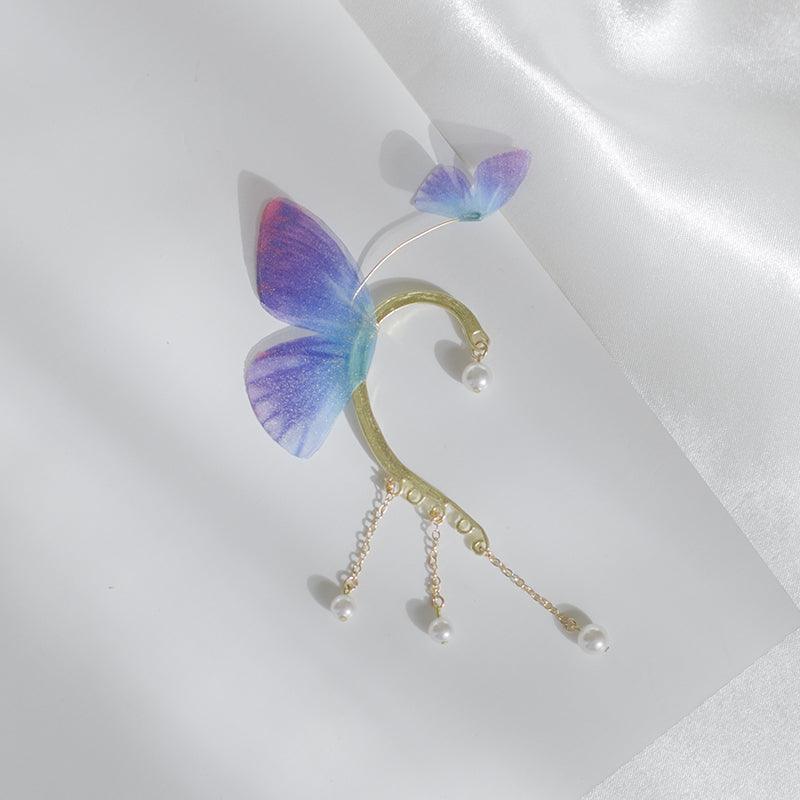 Women's Crystal Pearl Flowing Butterfly Earrings - Trendha