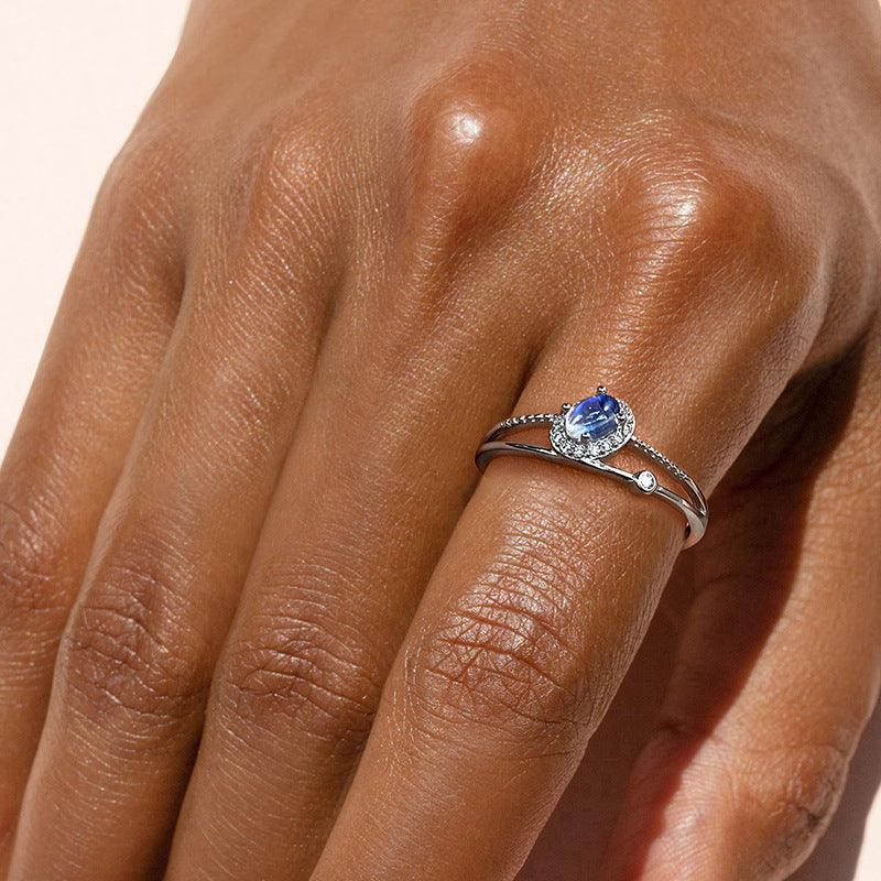 Women's Design Ring Parallel Space-time Moonstone - Trendha