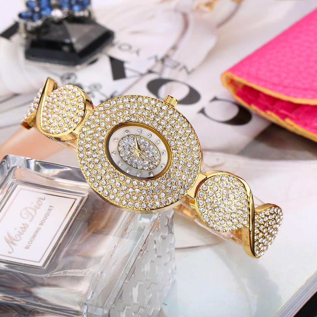 Decorative Stone-Set Bracelet Watch