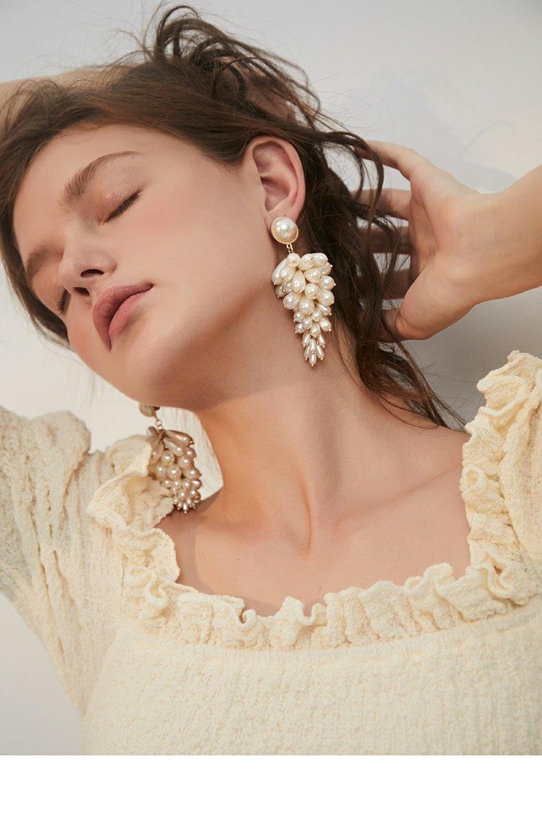Women's Elegant Imitation Pearl Tassel Stud Earrings - Trendha